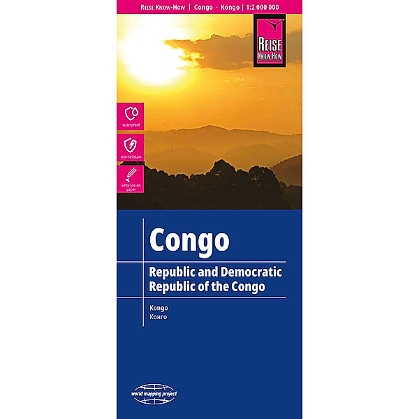 Reise Know-How Landkarte Kongo / Congo (1:2.000.000). Republic & Democratic Republic of the Congo. République & République Démocratique du Congo; República & República democrática del Congo