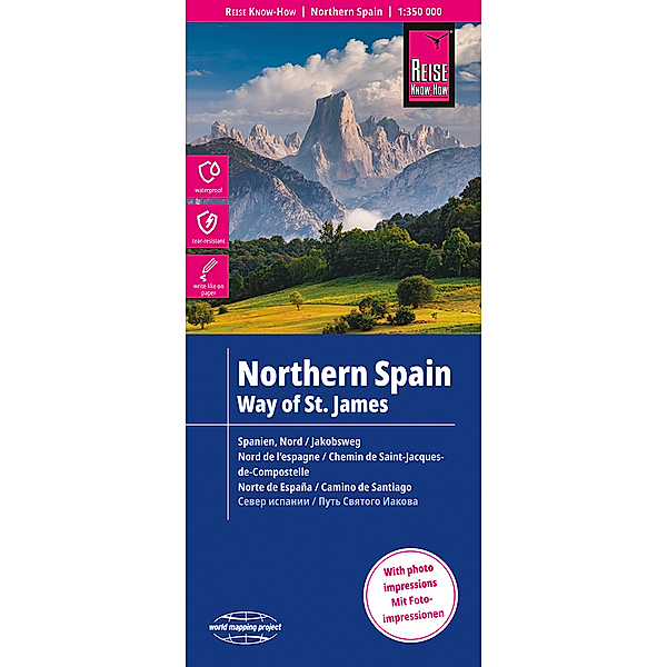 Reise Know-How Landkarte Spanien Nord mit Jakobsweg / Northern Spain and Way of St. James (1:350.000). Northern Spain. Espagne, Nord; Espana norte, Peter Rump Verlag