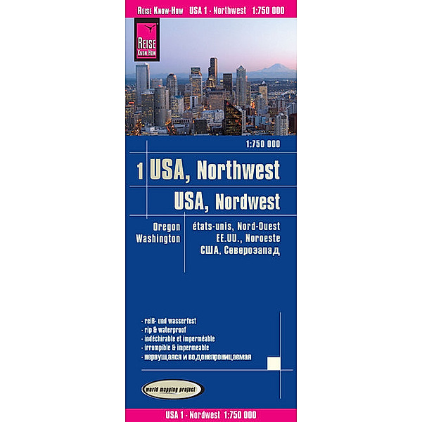 Reise Know-How Landkarte USA 01, Nordwest (1:750.000) : Washington und Oregon, Reise Know-How Verlag Peter Rump