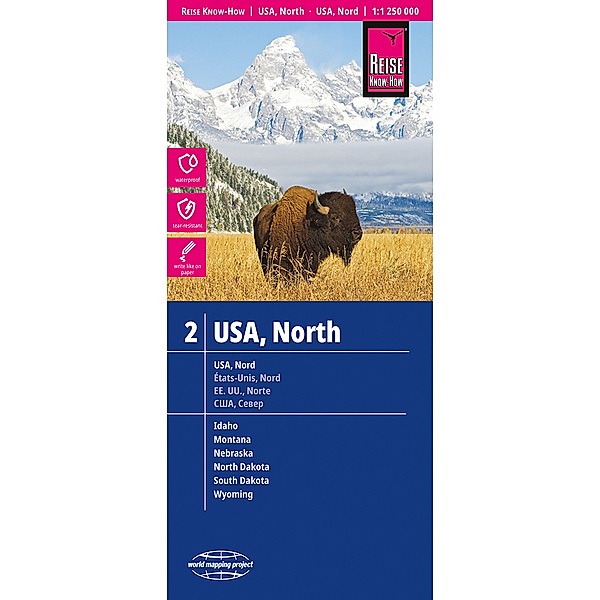 Reise Know-How / Reise Know-How Landkarte USA, Nord / USA, North (1:1.250.000) : Idaho, Montana, Wyoming, North Dakota, South Dakota, Nebraska. USA, North / États-Unis, Nord / EE.UU. norte