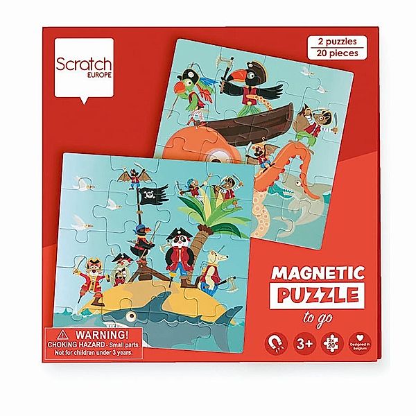 SCRATCH, Carletto Deutschland Reise-Magnetpuzzle Piraten 20 Teile