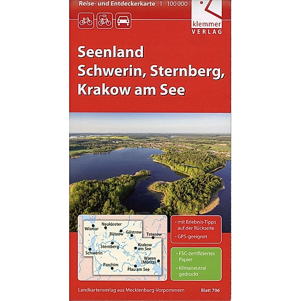 Reise- und Entdeckerkarte Seenland Schwerin, Sternberg, Krakow am See