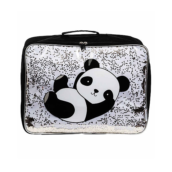 A Little Lovely Company Reisekoffer GLITTER – PANDA (42x31x15) in schwarz