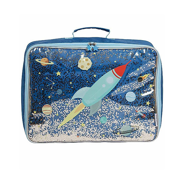 A Little Lovely Company Reisekoffer GLITTER – SPACE (42x31x15) in blau