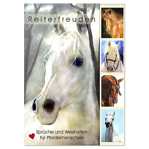 Reiterfreuden. Sprüche und Weisheiten für Pferdemenschen (Wandkalender 2024 DIN A2 hoch), CALVENDO Monatskalender, Rose Hurley