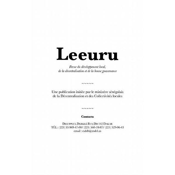 Relance du developpement localau senega / Hors-collection, Sous La Direction De Mayacine