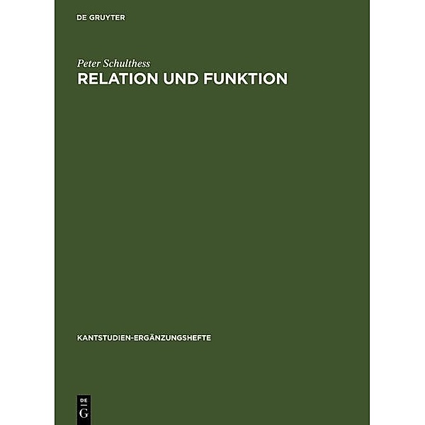 Relation und Funktion / Kantstudien-Ergänzungshefte Bd.113, Peter Schulthess