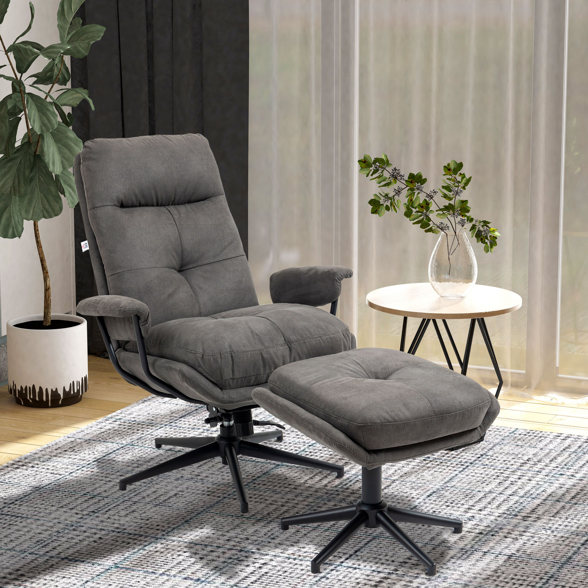 Relaxsessel mit Hocker grau Farbe: dunkelgrau | Weltbild.de