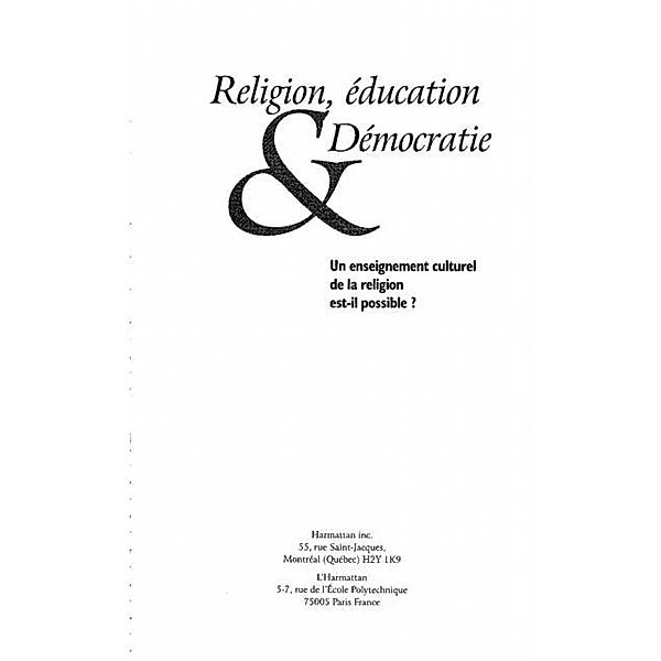 Religion education et democratie / Hors-collection, Collectif