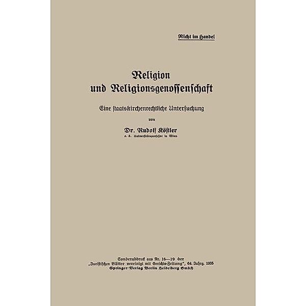 Religion und Religionsgenossenschaft, Rudolf Köstler