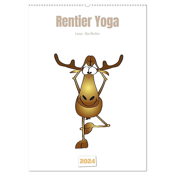 Rentier Yoga (Wandkalender 2024 DIN A2 hoch), CALVENDO Monatskalender, Calvendo