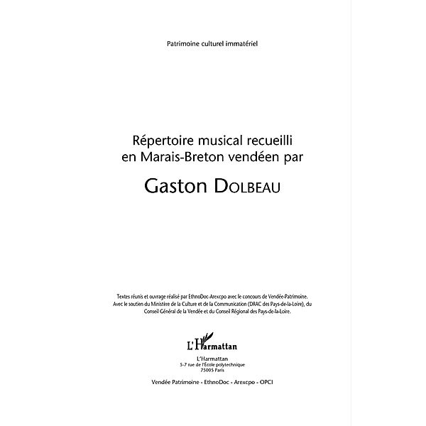 Repertoire musical recueilli en marais-breton vendeen / Hors-collection, Gaston Dolbeau