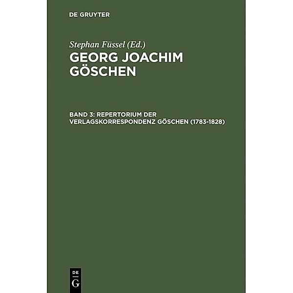 Repertorium der Verlagskorrespondenz Göschen (1783-1828)