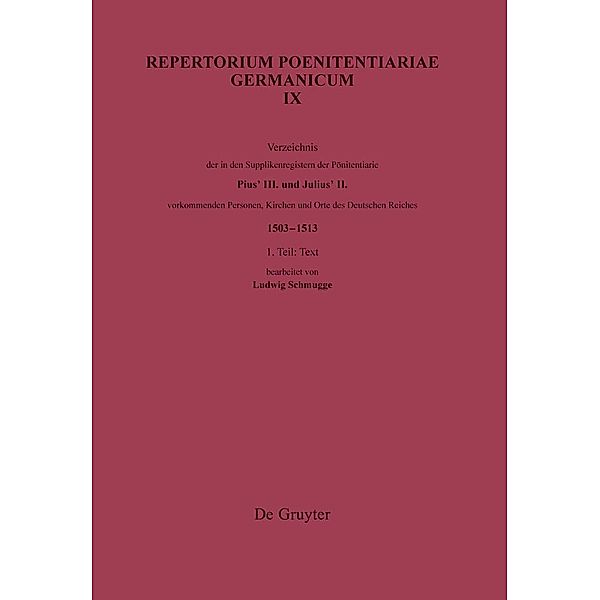 Repertorium Poenitentiariae Germanicum Band IX IX