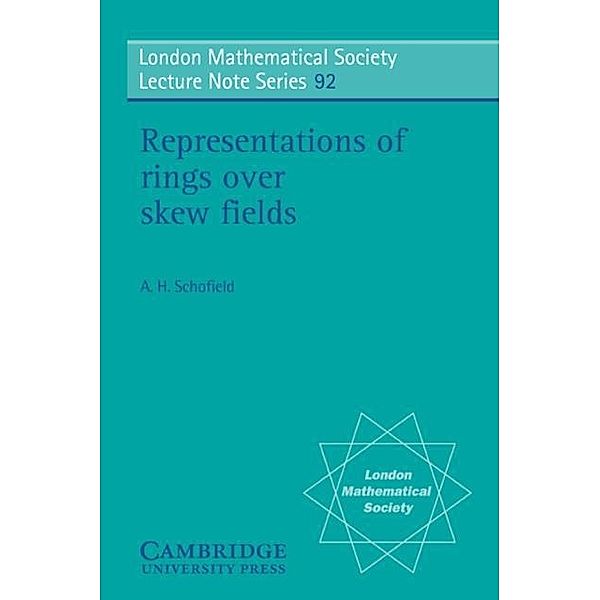 Representations of Rings over Skew Fields, A. H. Schofield