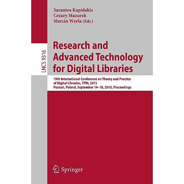 Research and Advanced Technology for Digital Libraries / Lecture Notes in Computer Science Bd.9316