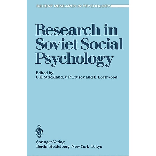 Research in Soviet Social Psychology / Recent Research in Psychology