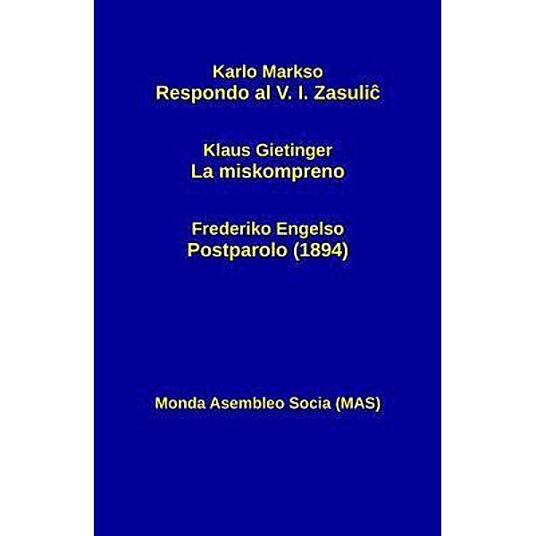 Respondo al V. I. Zasulic / MAS-libro Bd.231, Karlo Markso, Frederiko Engelso, Klaus Gietinger