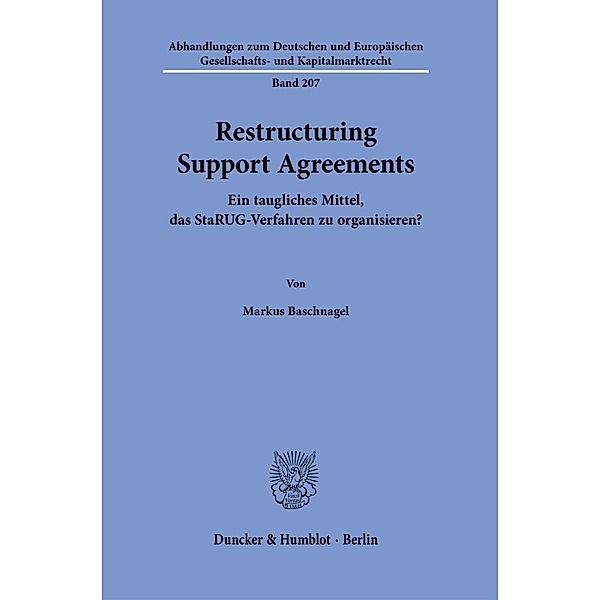 Restructuring Support Agreements., Markus Baschnagel