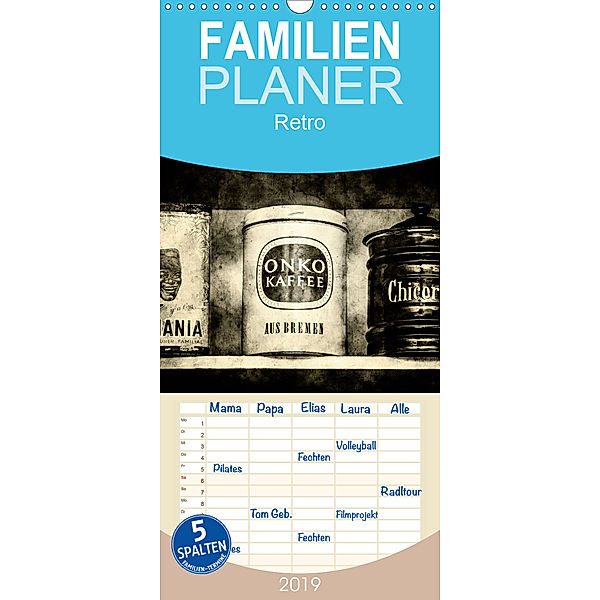 Retro - Familienplaner hoch (Wandkalender 2019 , 21 cm x 45 cm, hoch), Mr.Tom Fotodesign