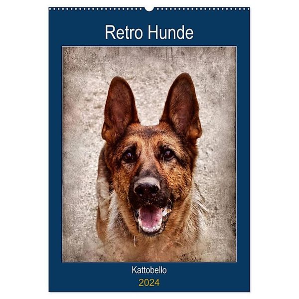 Retro Hunde (Wandkalender 2024 DIN A2 hoch), CALVENDO Monatskalender, Kattobello
