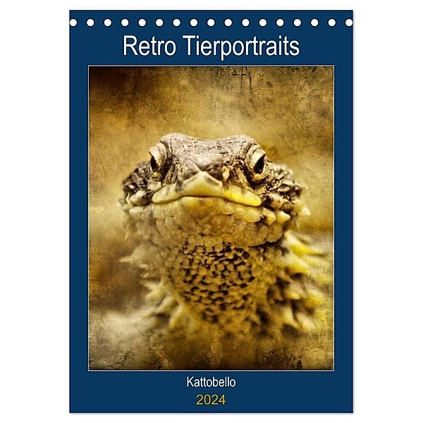 Retro Tierportraits (Tischkalender 2024 DIN A5 hoch), CALVENDO Monatskalender, Kattobello