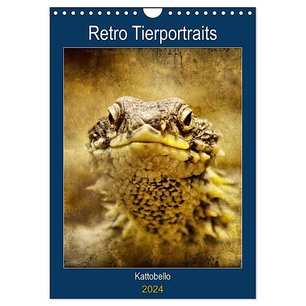 Retro Tierportraits (Wandkalender 2024 DIN A4 hoch), CALVENDO Monatskalender, Kattobello