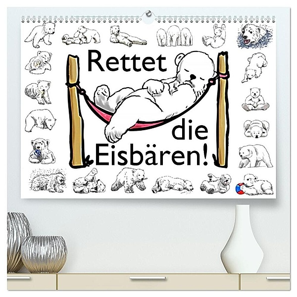 Rettet die Eisbären (hochwertiger Premium Wandkalender 2024 DIN A2 quer), Kunstdruck in Hochglanz, Ralf Conrad