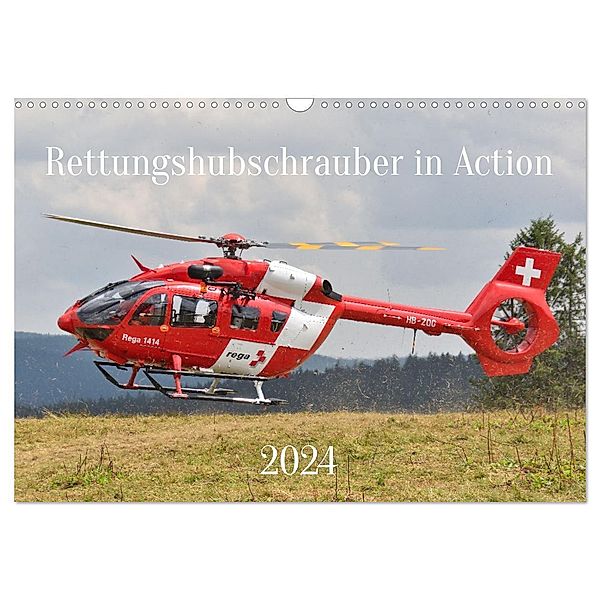 Rettungshubschrauber in Action (Wandkalender 2024 DIN A3 quer), CALVENDO Monatskalender, Matthias Merz