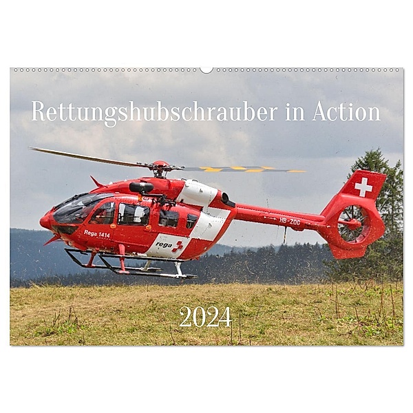 Rettungshubschrauber in Action (Wandkalender 2024 DIN A2 quer), CALVENDO Monatskalender, Matthias Merz