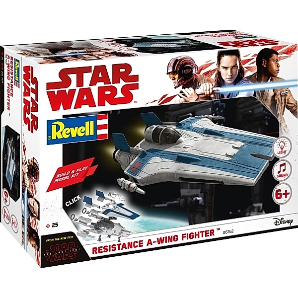 Revell REVELL 06762 Star Wars Modellbausatz Build & Play A-Wing Fighter blau 1:44, ab