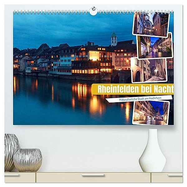 Rheinfelden bei Nacht (hochwertiger Premium Wandkalender 2024 DIN A2 quer), Kunstdruck in Hochglanz, Drachenkind-Fotografie