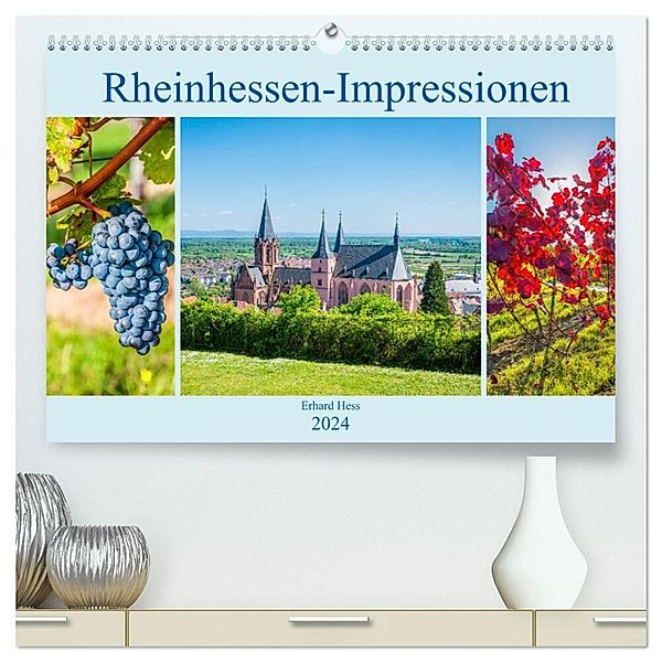 Rheinhessen-Impressionen (hochwertiger Premium Wandkalender 2024 DIN A2 quer), Kunstdruck in Hochglanz, Erhard Hess