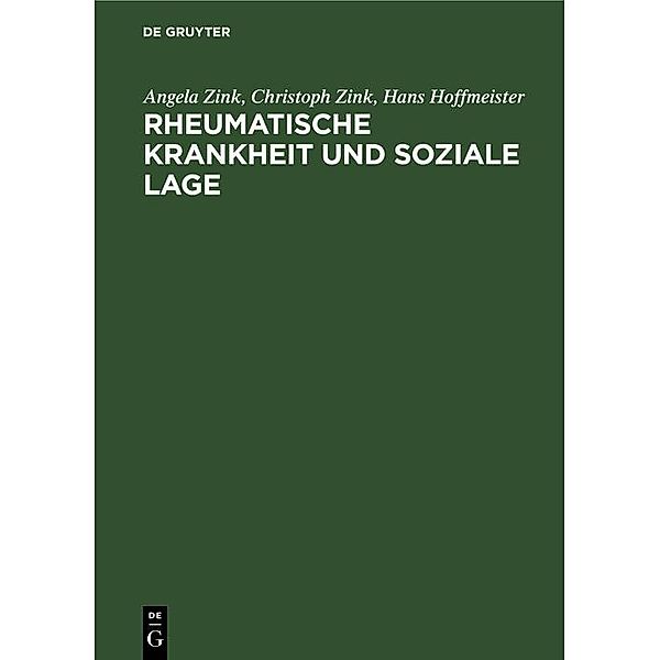Rheumatische Krankheit und soziale Lage, Angela Zink, Christoph Zink, Hans Hoffmeister