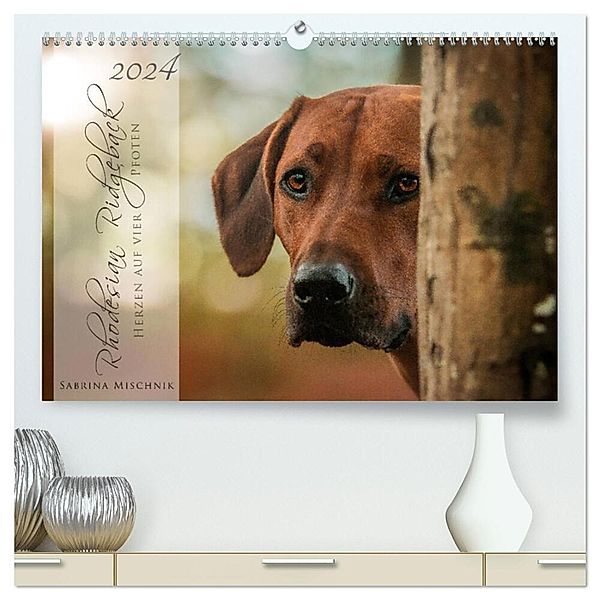 Rhodesian Ridgeback - Herzen auf vier Pfoten (hochwertiger Premium Wandkalender 2024 DIN A2 quer), Kunstdruck in Hochglanz, Sabrina Mischnik