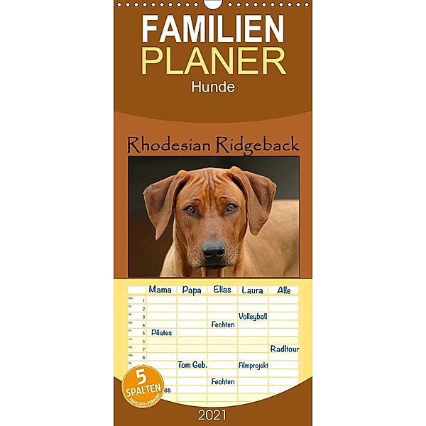 Rhodesian Ridgeback Terminkalender - Familienplaner hoch (Wandkalender 2021 , 21 cm x 45 cm, hoch), Anke van Wyk - www.germanpix.net