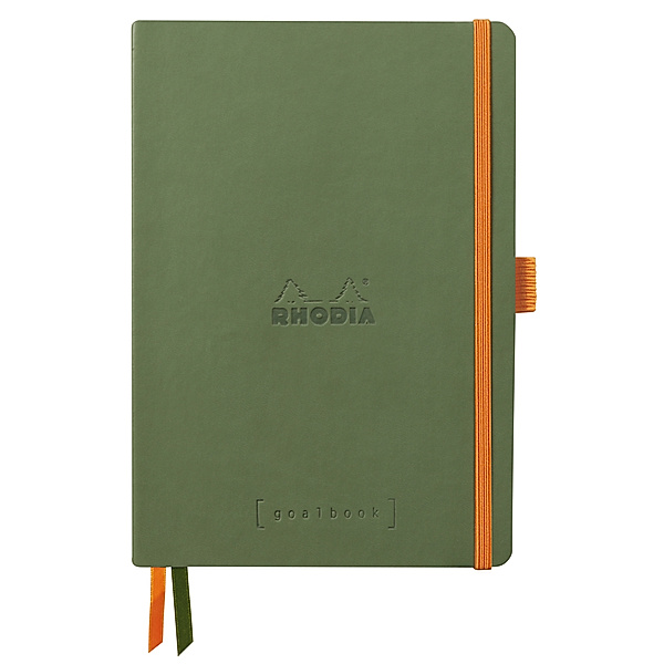 Rhodiarama Goalbook A5 Softcover, 120 Blatt elfenbein 90g dot/punktkariert, salbeigrün