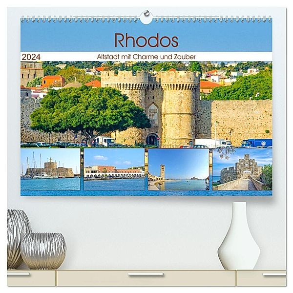 Rhodos - Altstadt mit Charme und Zauber (hochwertiger Premium Wandkalender 2024 DIN A2 quer), Kunstdruck in Hochglanz, Nina Schwarze