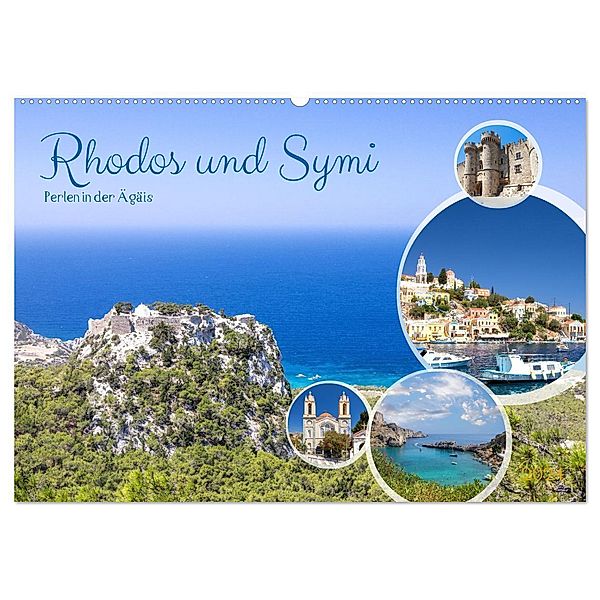 Rhodos und Symi, Perlen in der Ägis (Wandkalender 2024 DIN A2 quer), CALVENDO Monatskalender, Tilo Grellmann