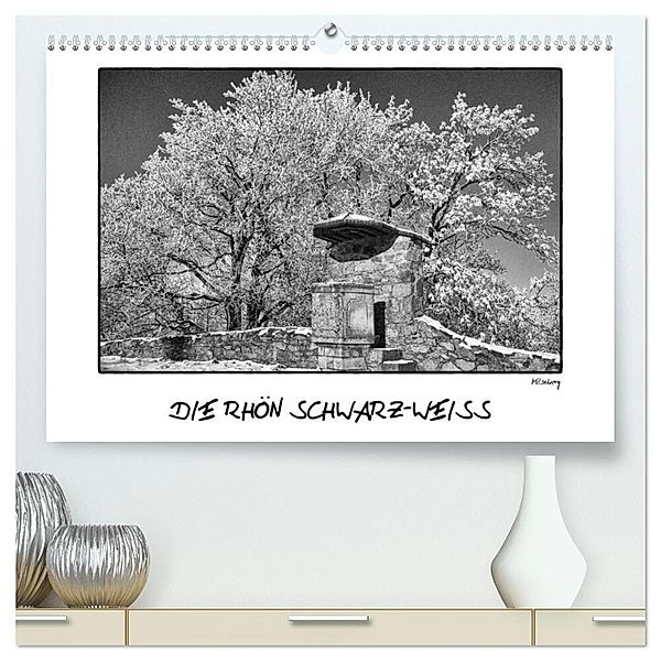 RHÖN SCHWARZ-WEISS (hochwertiger Premium Wandkalender 2025 DIN A2 quer), Kunstdruck in Hochglanz, Calvendo, Thomas Landsiedel