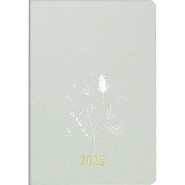 rido/idé 7011055025 Taschenkalender Modell partner/Industrie I (2025) Wild Flowers| 2 Seiten = 1 Woche| A7| 224 Seiten| Leinen-Einband Trend| flexibel| mint