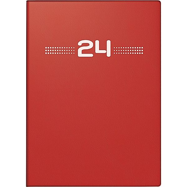 rido/idé 7013202034 Wochenkalender Taschenkalender 2024 Modell perfect/Technik I 2 Seiten = 1 Woche Blattgröße 10 x 14 cm Kunststoff-Einband rot
