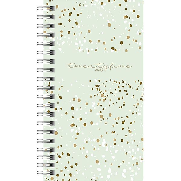 rido/idé 7014104015 Taschenkalender Modell Timing 2 (2025) Confetti| 2 Seiten = 1 Woche| A6| 176 Seiten| PP-Einband| mint