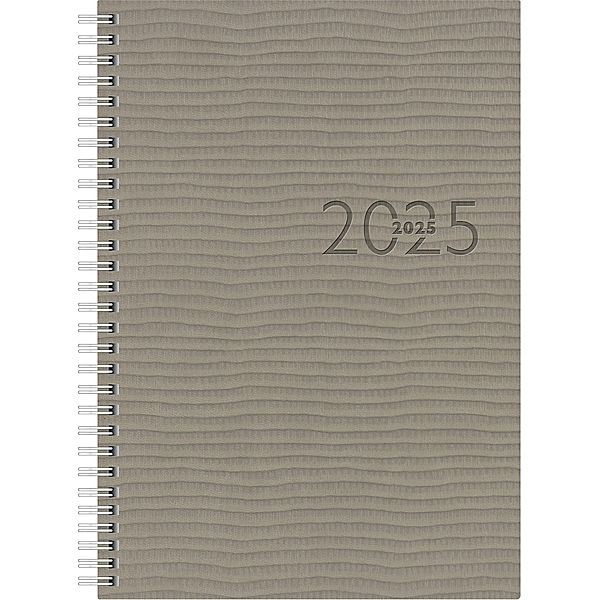 rido/idé 7023036805 Buchkalender Modell studioplan int. (2025)| 2 Seiten = 1 Woche| 168 × 240 mm| 160 Seiten| Kunstleder-Einband Tejo| grau