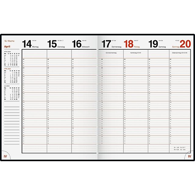 rido idé 7027042294 Wochenkalender Buchkalender 2024 Modell magnum 2 Seiten  = 1 Woche Blattgröße 18,3 x 24 cm Schaumfolien-Einband Catana weinrot -  Kalender bestellen