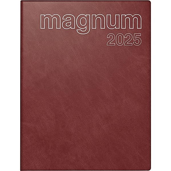 rido/idé 7027042295 Buchkalender Modell magnum (2025)| 2 Seiten = 1 Woche| 183 × 240 mm| 144 Seiten| Schaumfolien-Einband Catana| weinrot