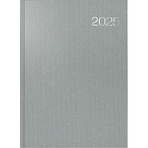 rido/idé 7027505905 Buchkalender Modell Conform (2025)| 1 Seite = 1 Tag| A4| 384 Seiten| Kunststoff-Einband Visicron metallic| silberfarben