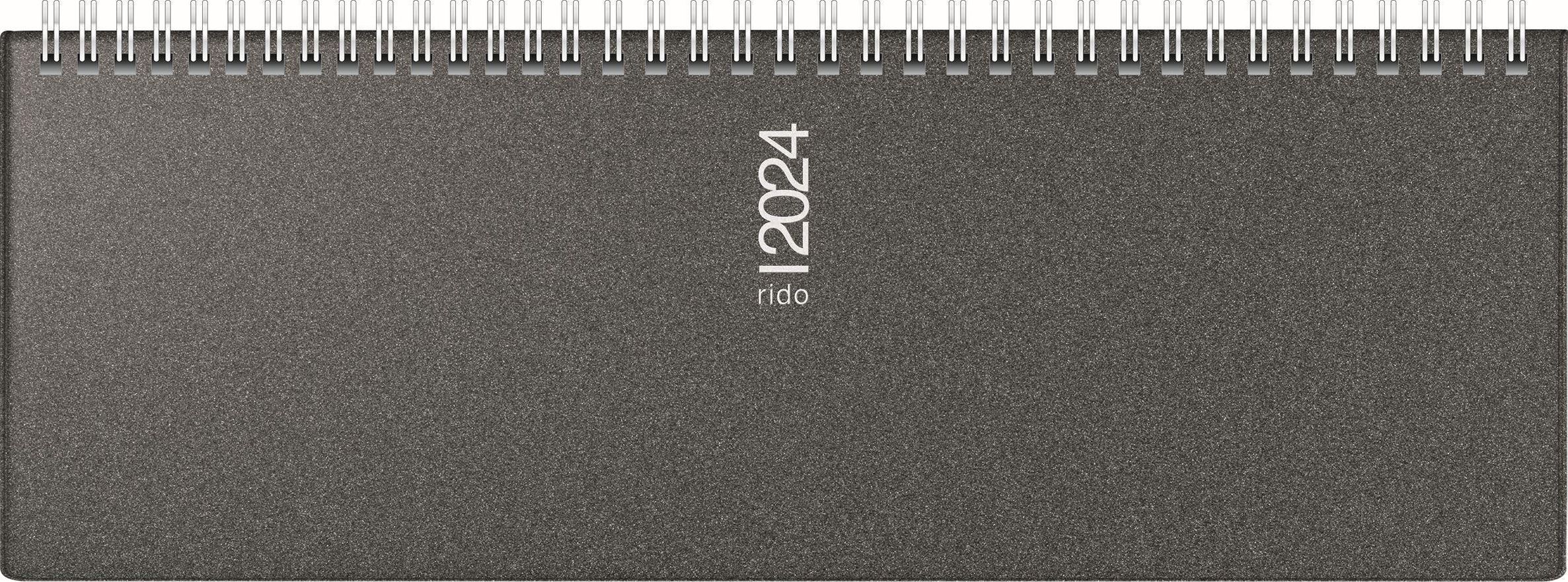 rido idé 7036133904 Wochenkalender Tischkalender 2024 Modell septant 2  Seiten = 1 Woche Blattgröße 30,5 x 10,5 cm Kunststoff-Einband Reflection  grau - Kalender bestellen
