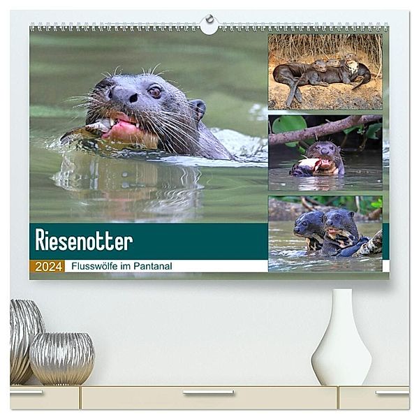 Riesenotter - Flusswölfe im Pantanal (hochwertiger Premium Wandkalender 2024 DIN A2 quer), Kunstdruck in Hochglanz, Michael und Yvonne Herzog