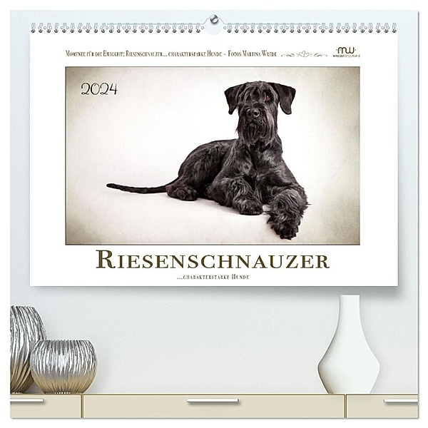 Riesenschnauzer... charakterstarke Hunde (hochwertiger Premium Wandkalender 2024 DIN A2 quer), Kunstdruck in Hochglanz, Martina Wrede - Wredefotografie